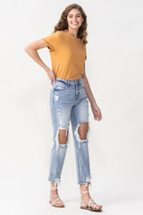 Lovervet Full Size Amari Destroyed High Rise Crop Straight Jeans