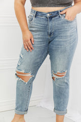 Judy Blue – Malia – Boyfriendjeans in voller Größe mit mittelhohem Bund