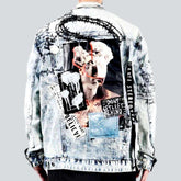 Jeansjacke für Herren mit Anime-Print