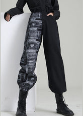 Pantalones vaqueros de patchwork con cremallera negra Art