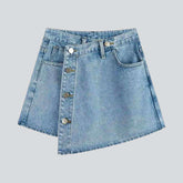 Asymmetrischer Jeans-Skort mit Knöpfen