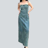 Vintage-Jeanskleid mit Schlitz hinten
