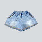 Baggy Jeansshorts mit Strasssteinen für Damen