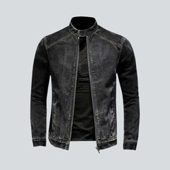Chaqueta vaquera negra estilo motero para hombre