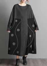 Vestidos largos de mezclilla con parches y bolsillos negros bordados