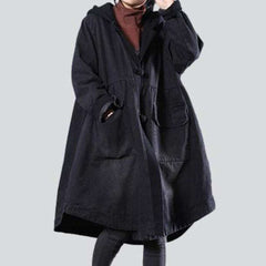 Abrigo vaquero negro de otoño para mujer
