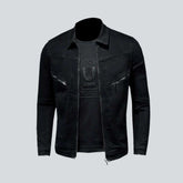 Schwarze schmale Herren Jeansjacke