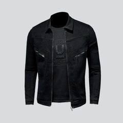 Schwarze schmale Herren Jeansjacke
