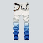 Blaue kontrastweiße Herrenjeans