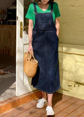 Vestidos bohemios con bolsillos y tirantes finos en azul vaquero.