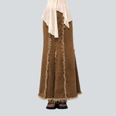 Brauner Patchwork-Jeansrock im Meerjungfrauen-Stil