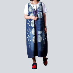 Vestido largo de mezclilla con estampado de burbujas