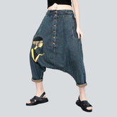 Haremshose aus Denim mit Knopfleiste