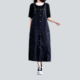 Schwarzes Jeanskleid mit Knöpfen für Damen