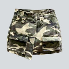 Falda pantalón vaquera asimétrica cargo
