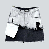 Jeansrock mit Farbblock-Lagen