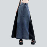 Maxi-Jeansrock im Colorblock-Design