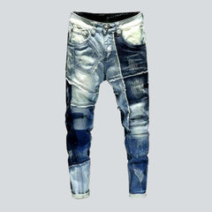 Color block patchwork men jeans
