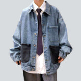 Jeansjacke mit Farbblock-Tasche