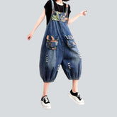 Jeans-Strampler mit Farbblock-Print