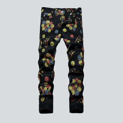 Color bubble print men jeans