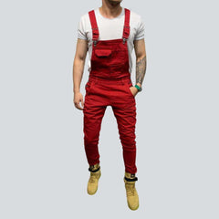 Color denim jumpsuit for men