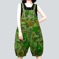 Farbig bedruckter Jeans-Strampler