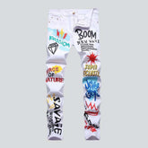 Farbig bemalte weiße Jeans für Herren