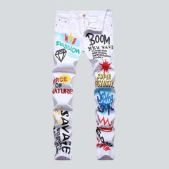 Vaqueros blancos pintados de color para hombre