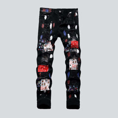 Color stains patchwork men jeans
