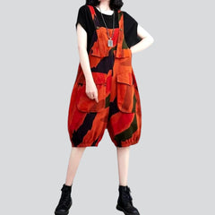 Color suspenders denim romper