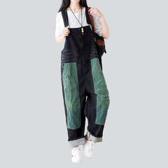 Contrast color women denim overall