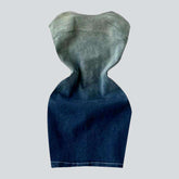 Kontrastierendes trägerloses Vintage-Jeanskleid