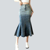 Jeansrock im Meerjungfrauen-Stil mit Kontrastwaschung