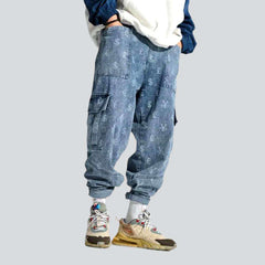 Currency print cargo baggy jeans