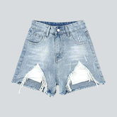 Damen-Jeansshorts aus Cut-out-Stoff