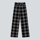 Dunkel karierte Damen Baggy Jeans