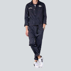 Dark grey men denim overall