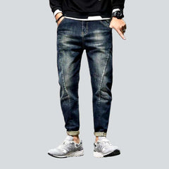 Dark sanded loose men jeans
