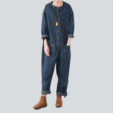 Baggy-Jeansoverall in dunkler Waschung