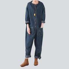 Dark wash baggy denim overall
