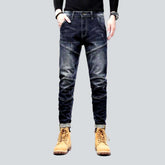 Dunkel gewaschene Sanded-Bikerjeans