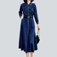 Denim dress with ruffles