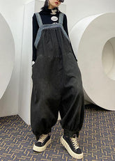 Denim overalls 2021 new plus size casual nine-point lantern pants female jumpsuit