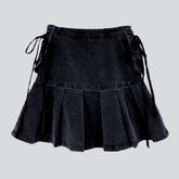 Denim-Skaterrock mit Kordelzug