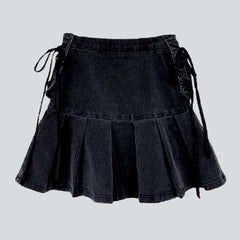 Denim-Skaterrock mit Kordelzug