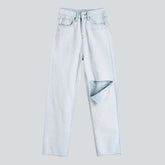 Gebleichte Baggy-Jeans im Used-Look für Damen