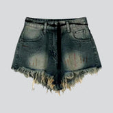 Vintage-Jeansshorts mit Used-Saum