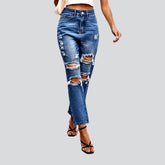 Distressed High-Waist-Jeans für Damen