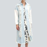 Langes Jeanskleid im Used-Look